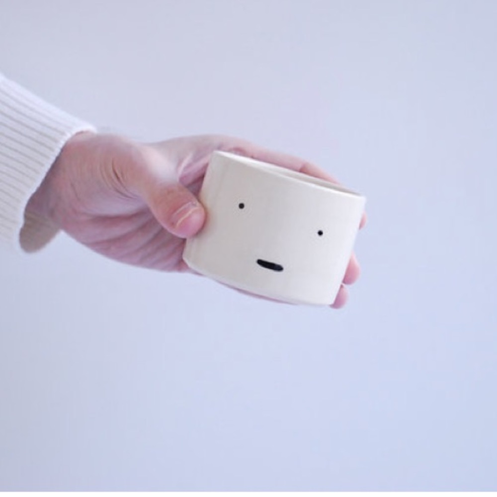 2 Pieces Handmade Modern Pottery Shop “Meh” Flat White Cup